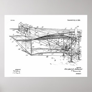 Impression d'un dessin d'avion Biplane de 1916