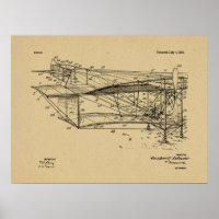Impression d'un dessin d'avion Biplane de 1916