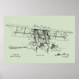 Impression d'un dessin d'avion Biplane de 1919