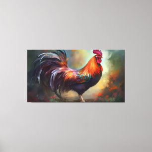 Impression d'une toile étirée de coq fascinante