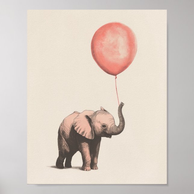 Impression éléphant | Art bébé éléphant | Nurserie (Devant)
