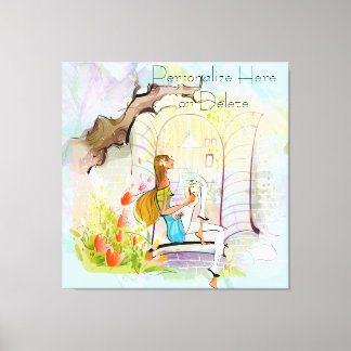 Impression en toile étirée pour fille et arbre con