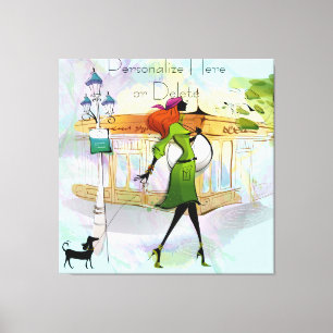 Impression en toile étirée pour fille et chien con