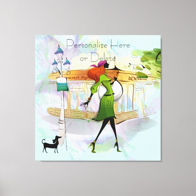 Impression en toile étirée pour fille et chien con (Recto)