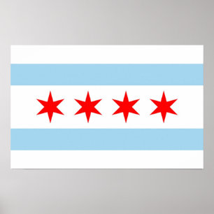Impression encadrée avec Drapeau de Chicago, U.S.A