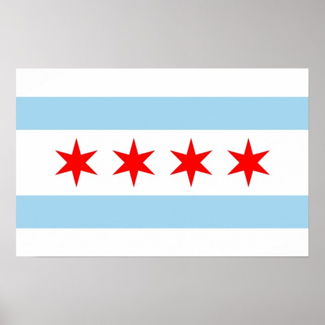 Impression encadrée avec Drapeau de Chicago, U.S.A (Devant)
