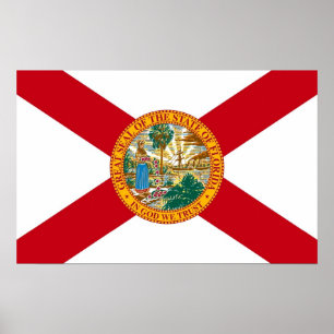 Impression encadrée avec Drapeau de Floride, U.S.A