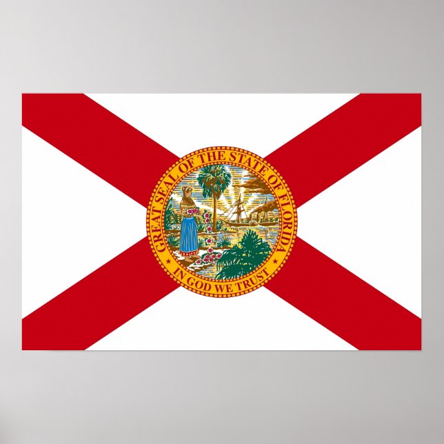 Impression encadrée avec Drapeau de Floride, U.S.A (Devant)
