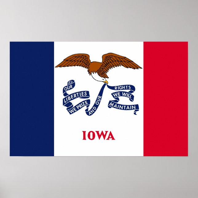 Impression encadrée avec Drapeau de l'Iowa, U.S.A. (Devant)
