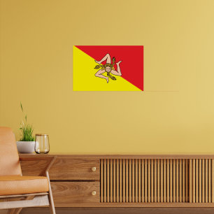 Impression encadrée avec Drapeau de Sicile, Italie