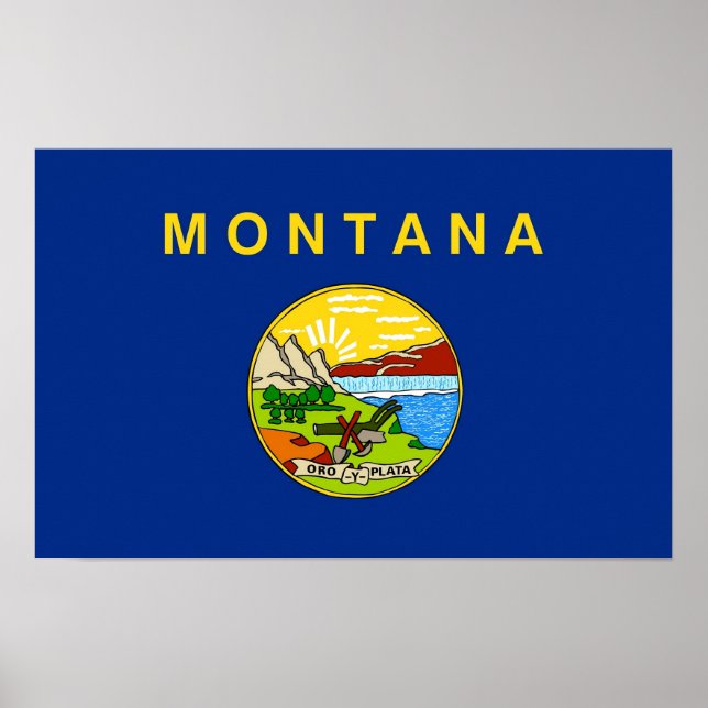 Impression encadrée avec Drapeau du Montana, États (Devant)