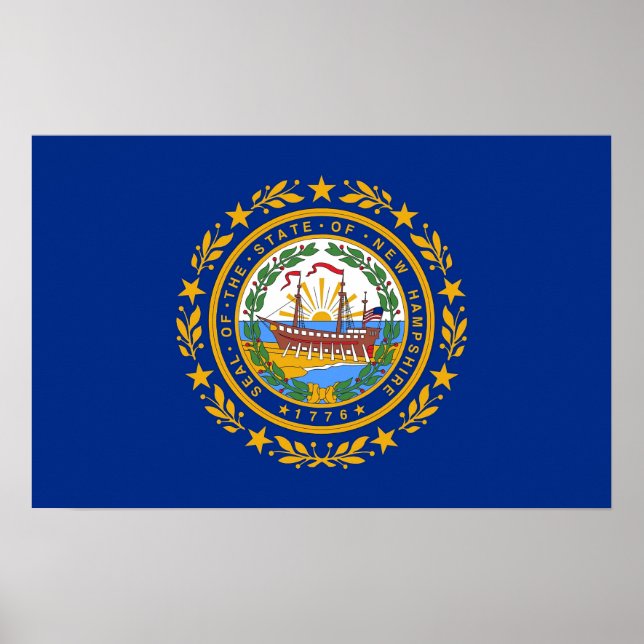 Impression encadrée avec Drapeau du New Hampshire, (Devant)