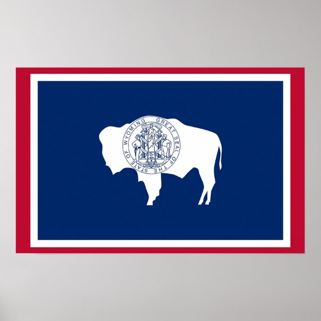 Impression encadrée avec Drapeau du Wyoming, États (Devant)