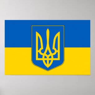 Impression encadrée avec Drapeau d'Ukraine
