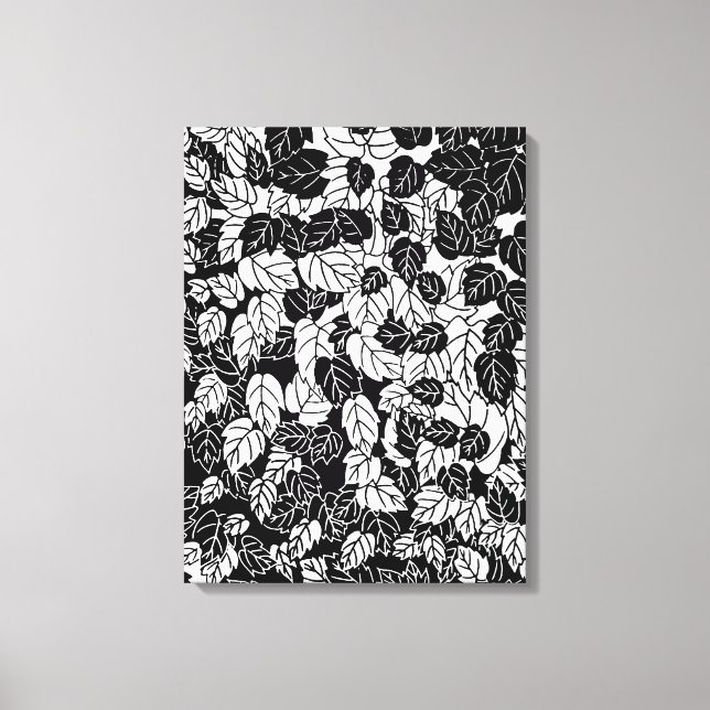 Impression feuille japonaise, noir et blanc (Recto)
