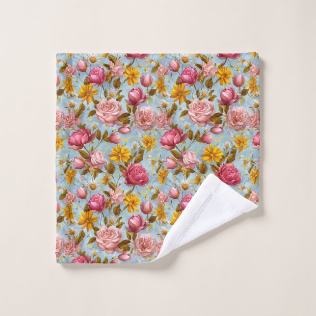Impression florale de style antique (Gant de toilette)