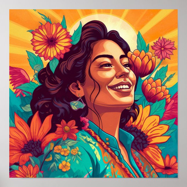 Impression florale d'une Mexicaine-Américaine (Devant)