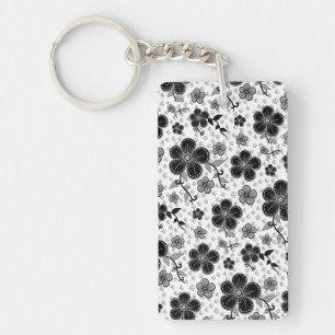 Impression florale noire et blanche