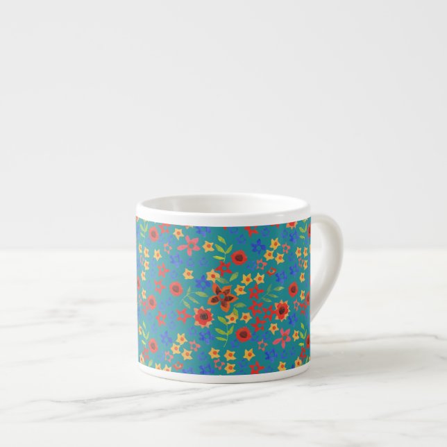 Impression florale rétro chic sur la Mug Espresso  (Devant droit)
