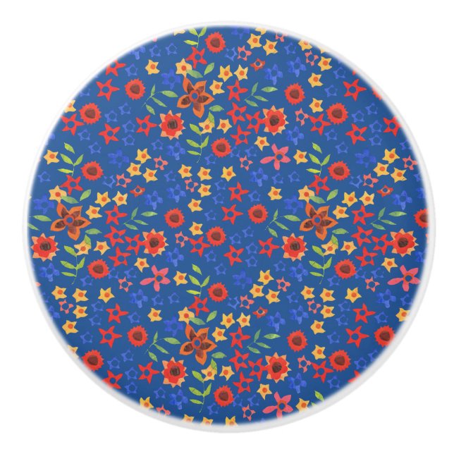 Impression florale rétro chic sur le bouton d'extr (Devant)