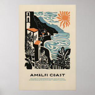 Impression Giclée Côte d'Amalfi Voyage Italie Vint