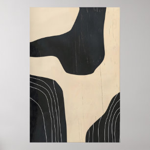 Impression Giclée d'art abstrait noir et beige Mod