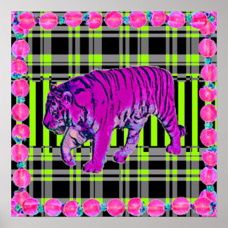 Impression graphique de tigre rose et citron vert