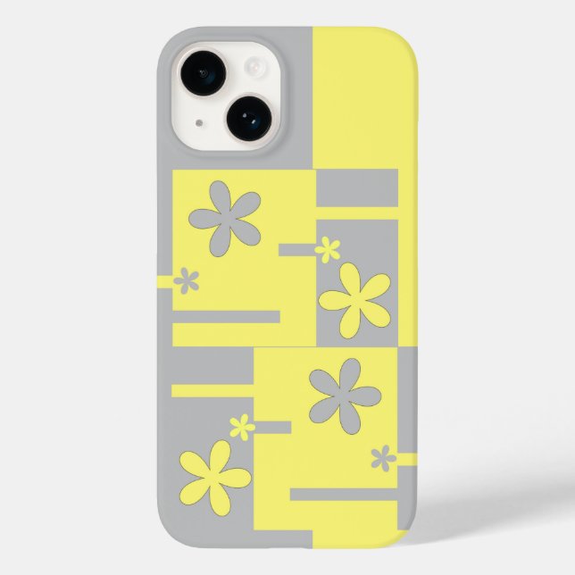 impression gris et jaune, coque iphone Coque-mat (Verso)