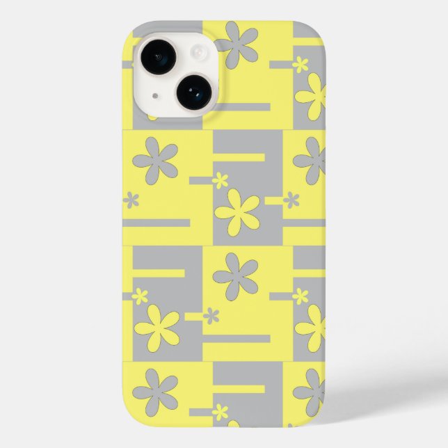 impression gris et jaune, coque iphone Coque-mat (Verso)