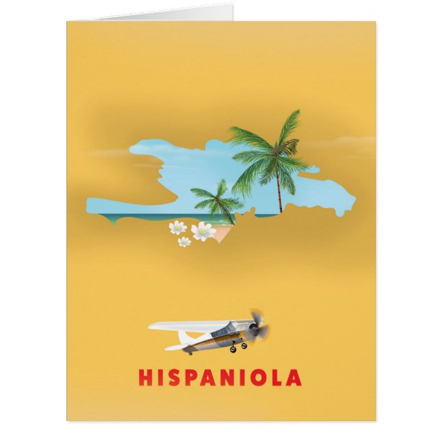 Impression illustrée de la carte d'Hispaniola. (Devant)