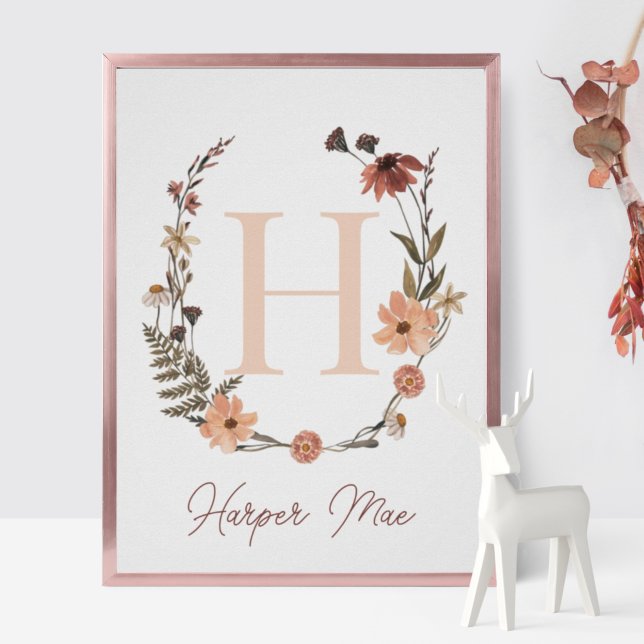 Impression initiale florale personnalisée | Monogr (Créateur téléchargé)