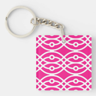 Impression kimono, rose fuchsia et blanc