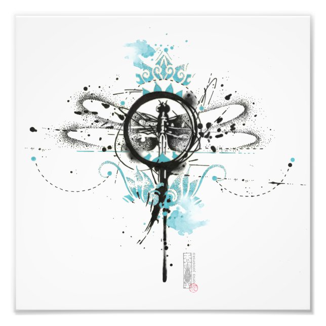 Impression Mandala Abstraite Dragonfly (Devant)