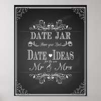 Impression mariage "pot de date" Tableau noir vint