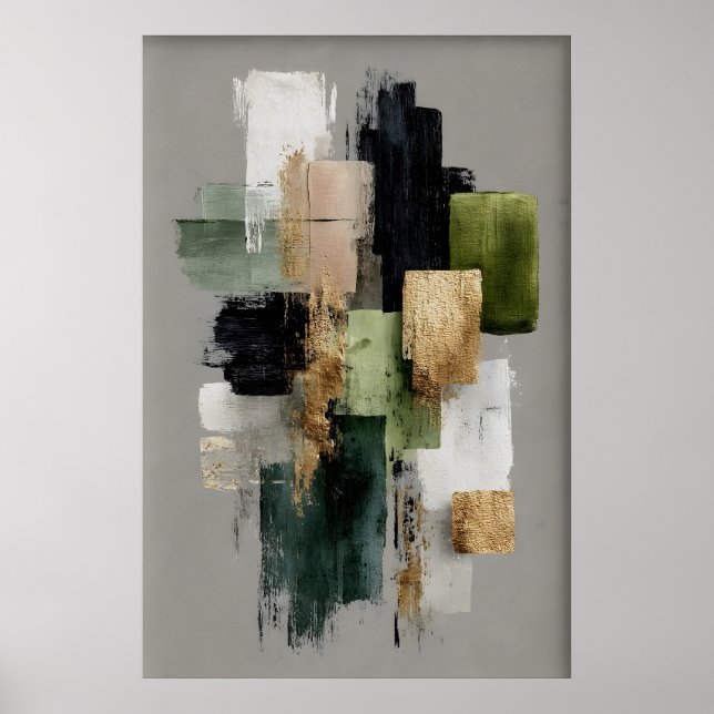 Impression minimaliste verte sauge abstraite, Art  (Devant)