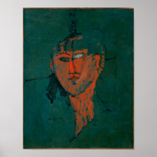 Impression Modigliani Abstrait Orange Green Art