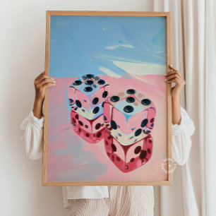 Impression murale Peinture de dés - Art rose bleu 