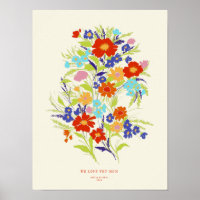Impression papier peint rétro Fleur sauvage avec t