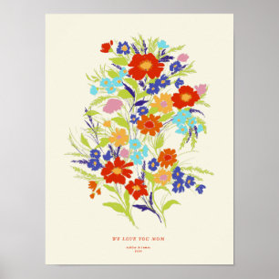 Impression papier peint rétro Fleur sauvage avec t