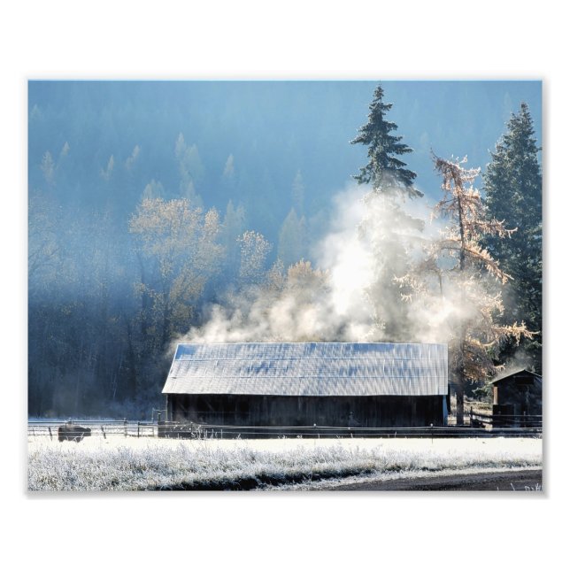 Impression photo 10 po x 8 po || Misty Barn (Devant)