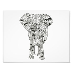 Impression Photo 11 x 8,5 Art Eléphant Illustré À Main Unique