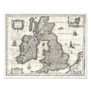 Impression Photo 1631 Map of the British Isles by Joan Blaeu