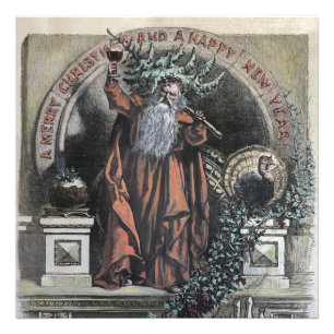 Impression Photo 1870 Un joyeux Noël coloré à la main Père Noë