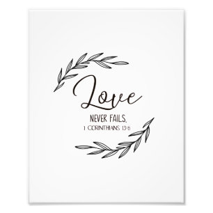 Impression Photo 1 Corinthiens 13:8, L'amour ne échoue jamais