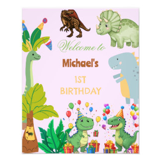 Impression Photo 1st Birthday Dinosaur Minimal baby welcome sign
