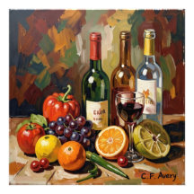 27,03" x 27,03" Nature morte Fruits de vin