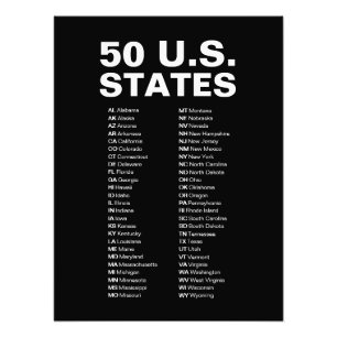 Impression Photo 50 États américains – Minimaliste noir