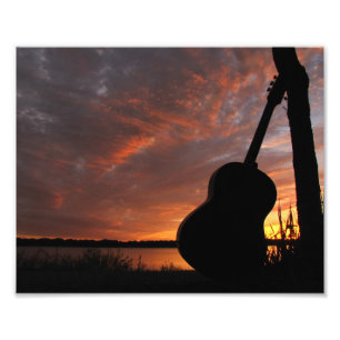 Impression Photo 8x10 Guitare Sunset Silhouette