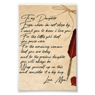 Impression Photo À ma fille Cadeau d'anniversaire, mignonne maman C