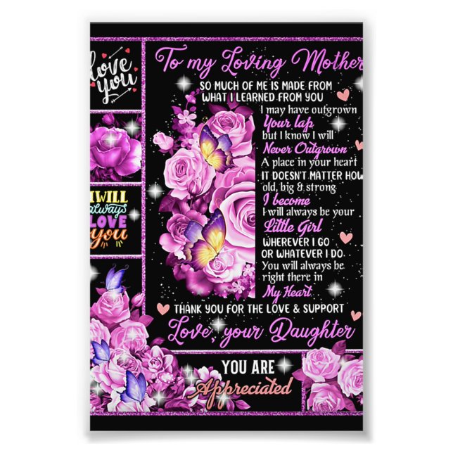 Impression Photo À Ma Mère Cadeau Anniversaire, Amour Maman Idée Ca (Devant)